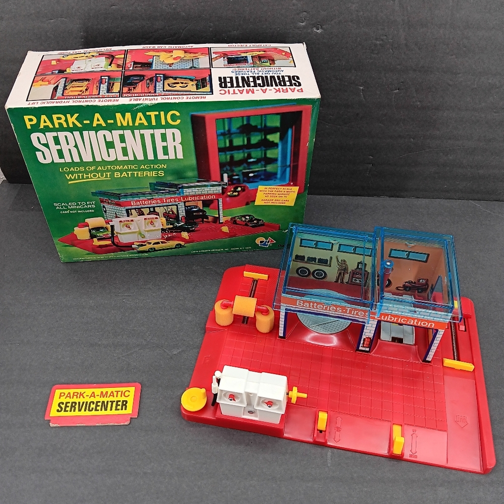 Vintage Child Guidance Toy Park-A-Matic Servicenter With Box Car Wash Building